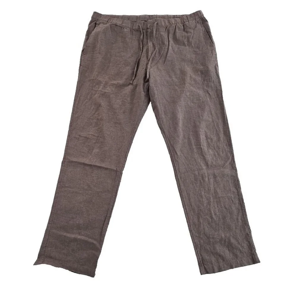 H&M Men's‎ Linen Blend Jogger Men's XXL Brown Drawstring Elastic EUC Lightweight